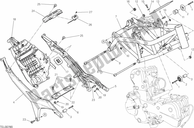 Todas las partes para Marco de Ducati Hypermotard Hyperstrada USA 821 2015